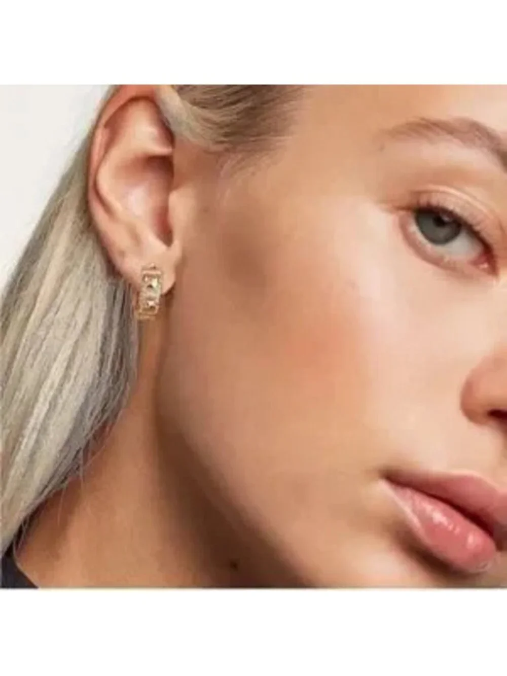 Gold 14k Gold Plated CZ Hoop Earrings